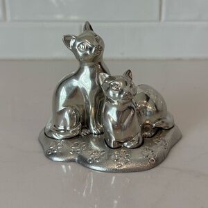 Lenox - Cat Salt & Pepper Set on Stand - Pewter Holloware 3 PCS-Kirk Stieff